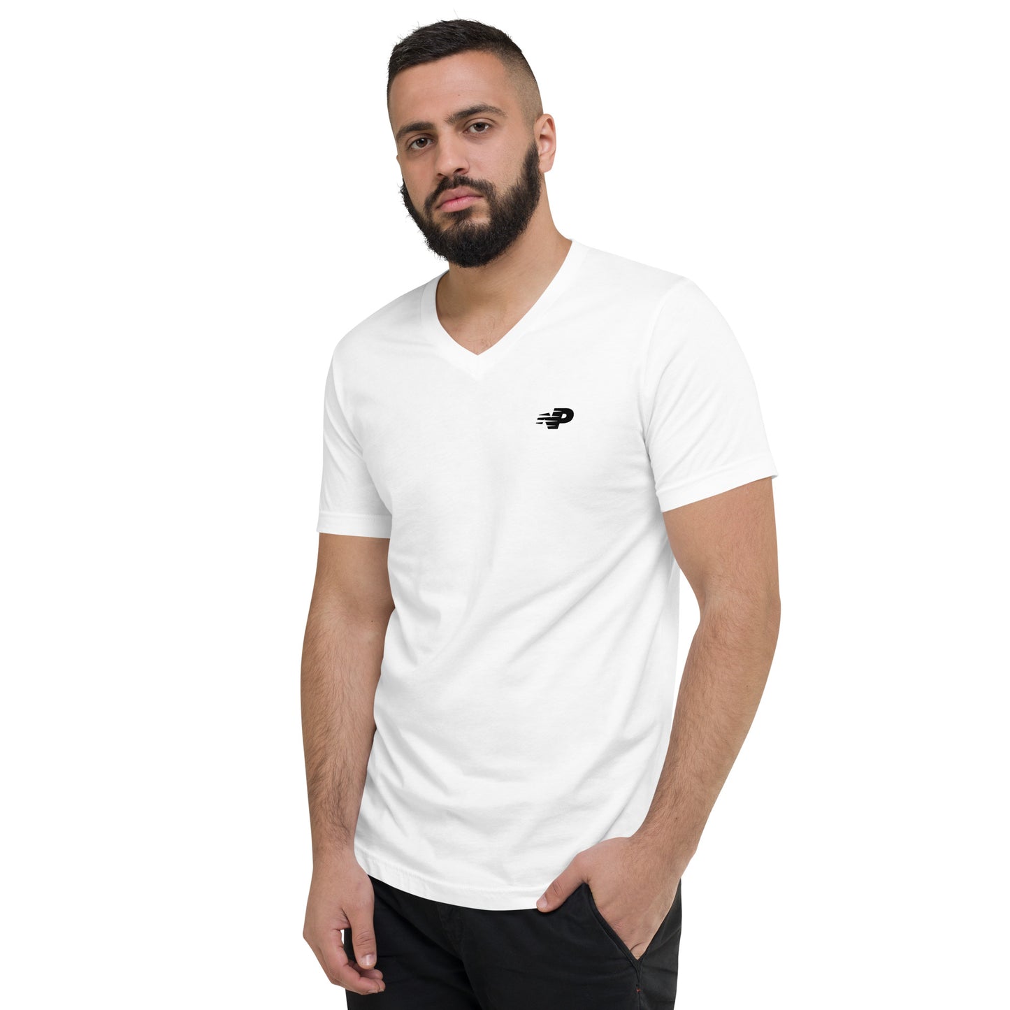 Unisex Short Sleeve V-Neck T-Shirt Frost & Black