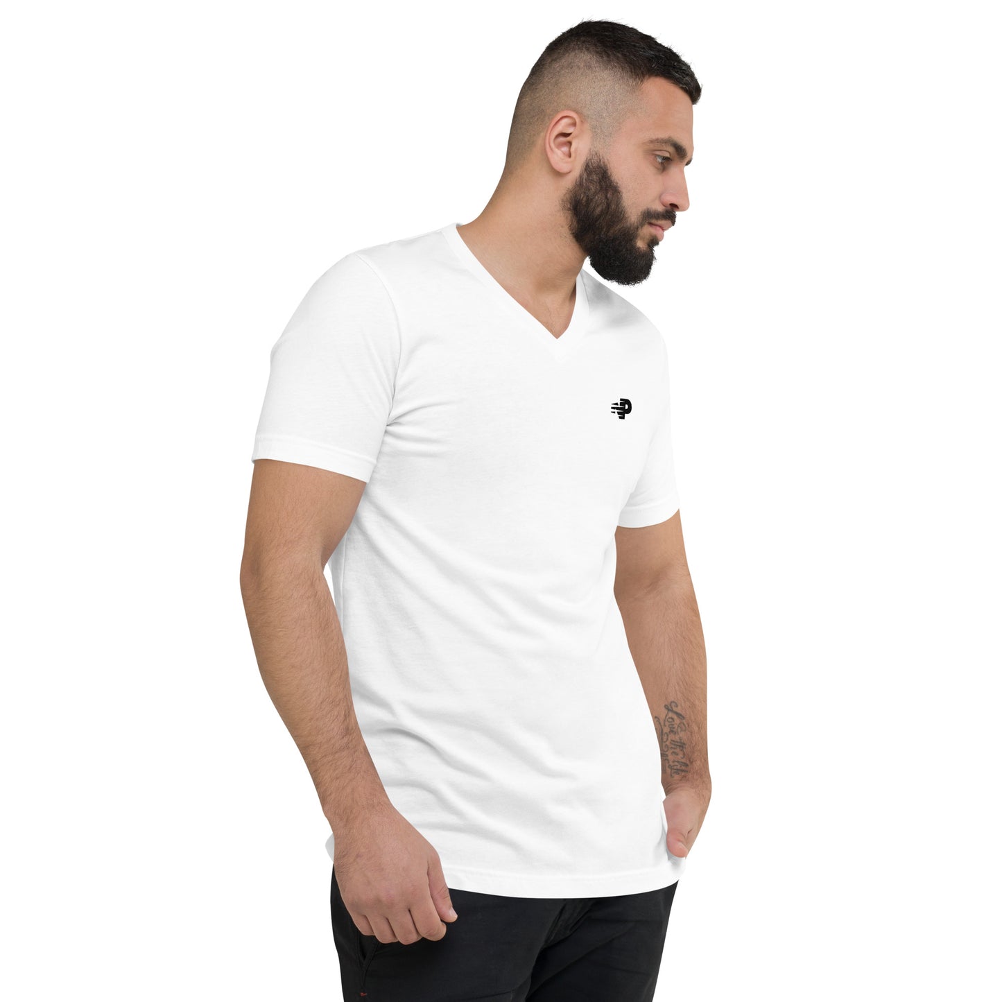 Unisex Short Sleeve V-Neck T-Shirt Frost & Black